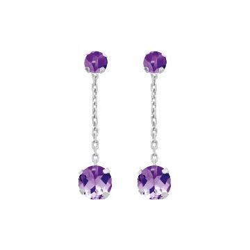 Boucles D'oreilles  Pendantes Améthyste Or Blanc