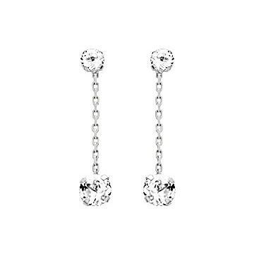 Boucles D'oreilles  Pendantes Oxyde De Zirconium Or Blanc