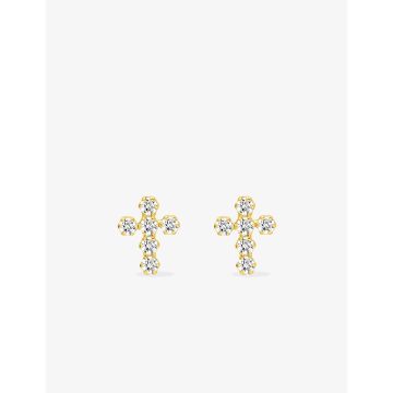 Boucles D'oreilles  Clou Oxyde De Zirconium Or Jaune