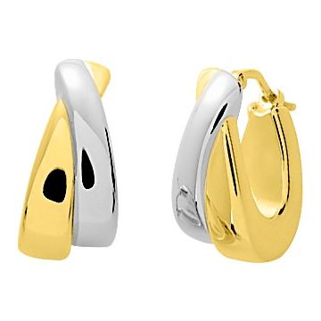 Boucles D'oreilles  Créoles  Or Jaune+Rh