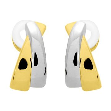 Boucles D'oreilles  Créoles  Or Jaune+Rh