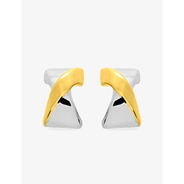 Boucles D'oreilles  Créoles  Or Jaune+Rh
