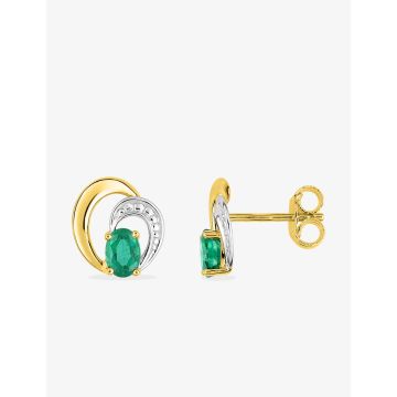 Boucles D'oreilles  Clou Émeraude Or750 J+Rh