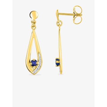 Boucles D'oreilles Pendantes Saphirs Bicolore