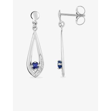 Boucles D'oreilles  Pendantes Saphir Or Blanc