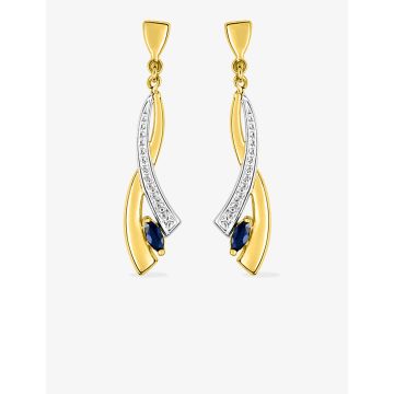 Boucles D'oreilles Pendantes Saphir Bicolore