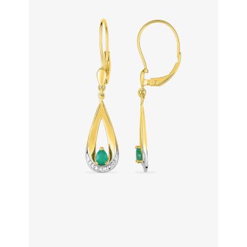 Boucles D'oreilles Brisure Emeraude Bicolore