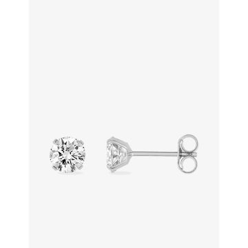 Boucles D'oreilles  Clou  Oxyde De Zirconium 1.68c Or Blanc