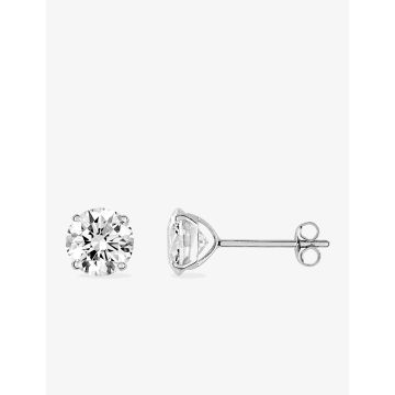 Boucles D'oreilles  Clou  Oxyde De Zirconium 2.84c Or Blanc
