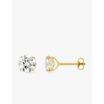 Boucles D'oreilles  Clou  Oxyde De Zirconium 2.84c Or Jaune