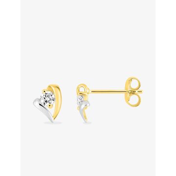 Boucles D'oreilles  Clou Oxyde De Zirconium Bicolore Or750
