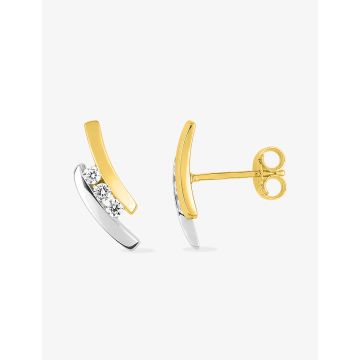 Boucles D'oreilles  Clou Oxyde De Zirconium Bicolore Or750