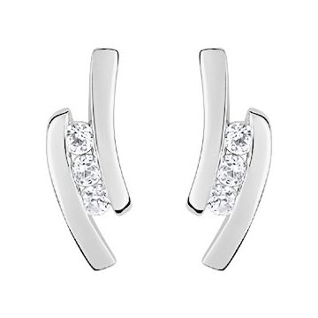 Boucles D'oreilles  Clou Oxyde De Zirconium Or Blanc