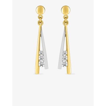 Boucles D'oreilles  Pendantes Oxyde De Zirconium Bicolore Or750