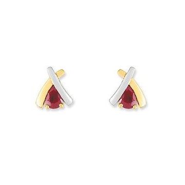 Boucles D'oreille Puces Or Rubis