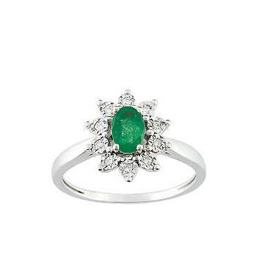 Bague Or Diamant , Émeraude