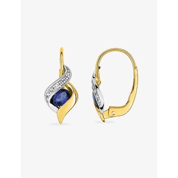 Boucles D'oreilles  Dormeuse Saphir Diamant 0.01ct Or750