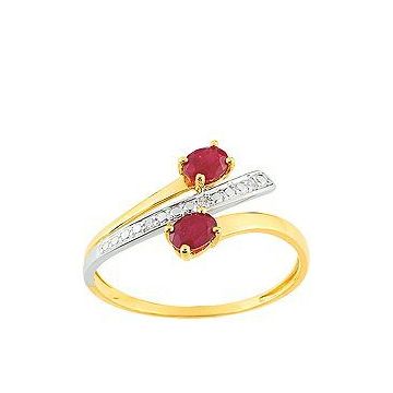 Bague Or 750 Millièmes Rubis , Diamant