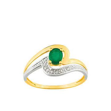 Bague Or Diamant , Émeraude