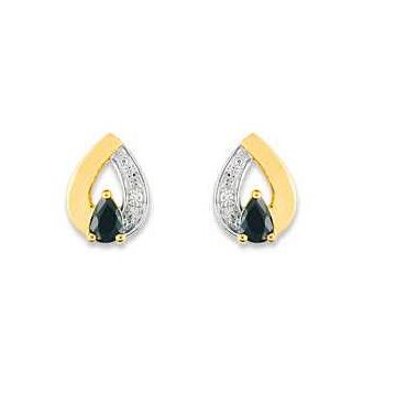 Boucles D'oreilles Puces Or Diamant , Saphir