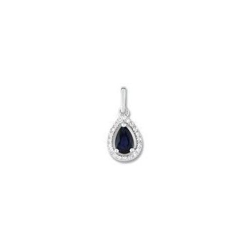 Pendentif Saphir +diamant 0,09 Or Gris