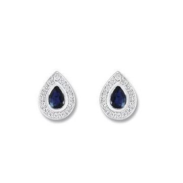 Boucles D'oreilles Clous Saphir Diamant 0,016 Gris Or750