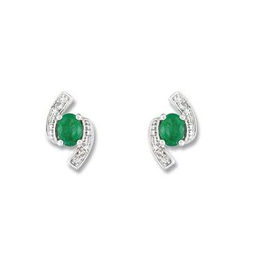 Boucles D'oreilles Clous Em+ Diamant 0,012 Or Blanc 750