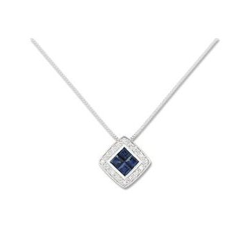 Collier Saphir 0.70+Diamant 0.08 Or Blanc 750