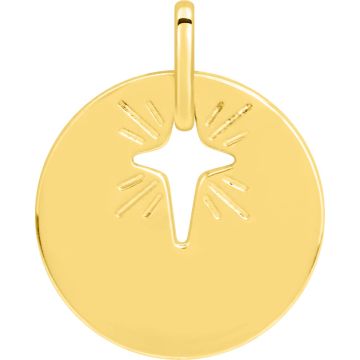 Pendentif Jeton Motif Croix Or Jaune