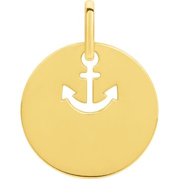 Pendentif Jeton Motif Ancre Or Jaune