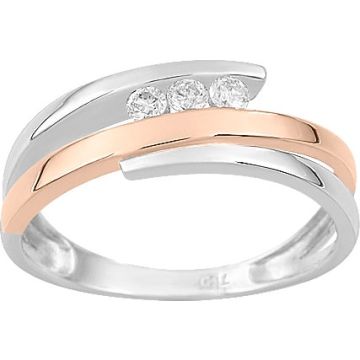 Bague 3 Diamant 0.14 Bicolore