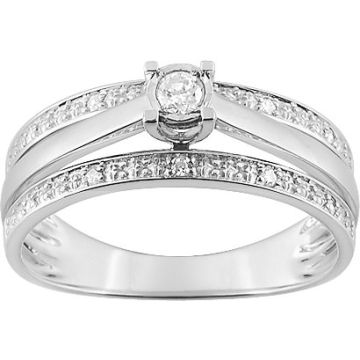 Bague Diamant 0.06+0.04=0.10 Or Blanc
