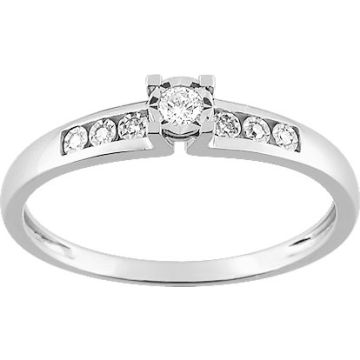 Bague Diamant 0.052+0.024=0.076ct Or Blanc