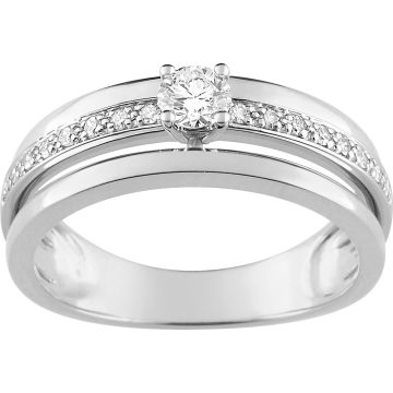 Bague Diamant 0.20+0.09=0.29 Or Blanc