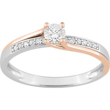 Bague Diamant 0.16+0.06=0.22ct Bicolore