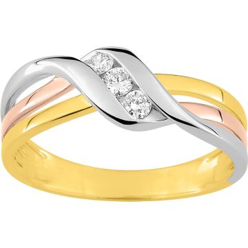 Bague Diamant 0.13ct Or Jaune+Rh