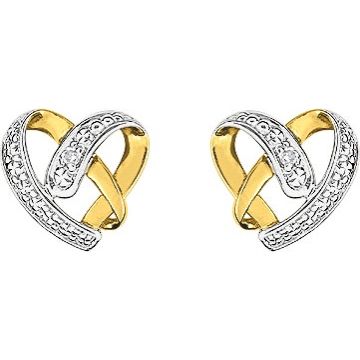 Boucles D'oreilles  Clou Diamant 0.01ct Bicolore Or750