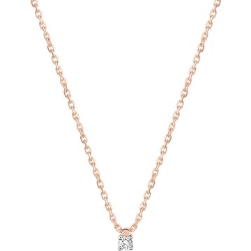 Collier Diamant 0.04ct Or Rose
