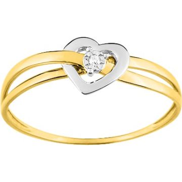 Bague 1 Diamant 0.006 Bicolore Or750