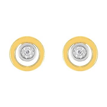 Boucles D'oreilles  Clou Diamant 0.01 Bicolore Or750