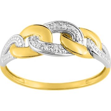 Bague 2 Diamant 0.01 Or Jaune+Rh