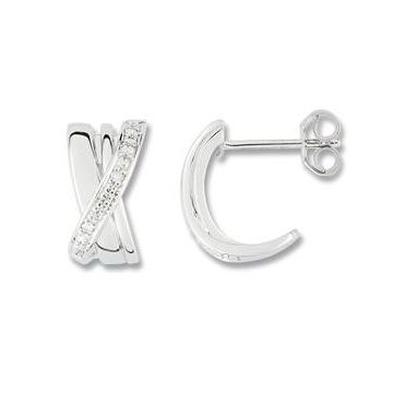 Boucles D'oreilles Clous Diamant 0,03 Gris Or750
