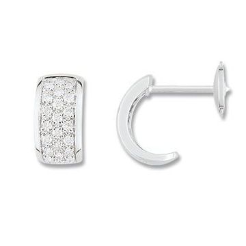 Boucles D'oreilles Clous Diamant 0,44 Or Blanc 750
