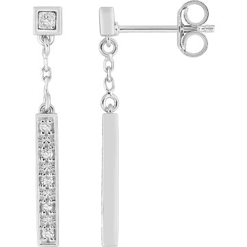 Boucles D'oreilles  Pendantes Diamant 0.06 Or Blanc