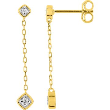 Boucles D'oreilles  Pendantes Diamant 0.06 Bicolore Or750