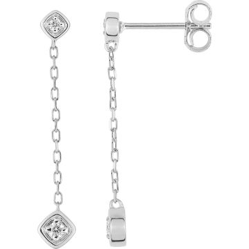 Boucles D'oreilles  Pendantes Diamant 0.06 Or Blanc