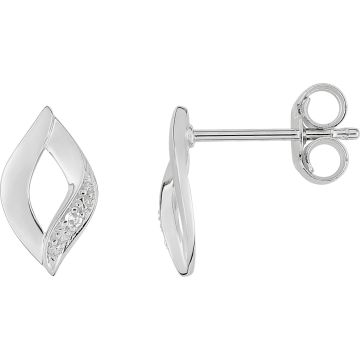 Boucles D'oreilles  Clou Diamant 0.008 Or Blanc