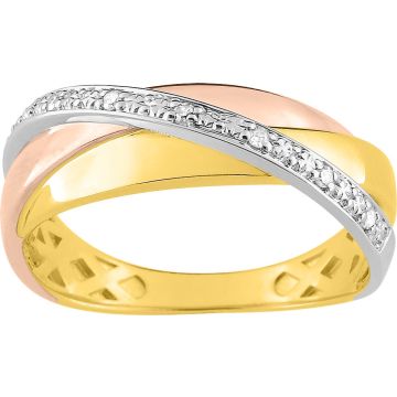 Bague Diamant 0.042ct Or Jaune+Rh