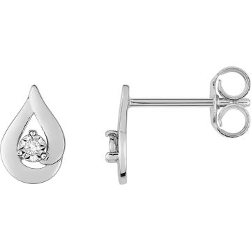 Boucles D'oreilles  Clou Diamant 0.01 Or Blanc