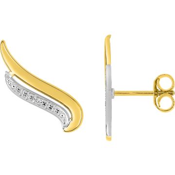 Boucles D'oreilles  Clou Diamant 0.006ct Bicolore